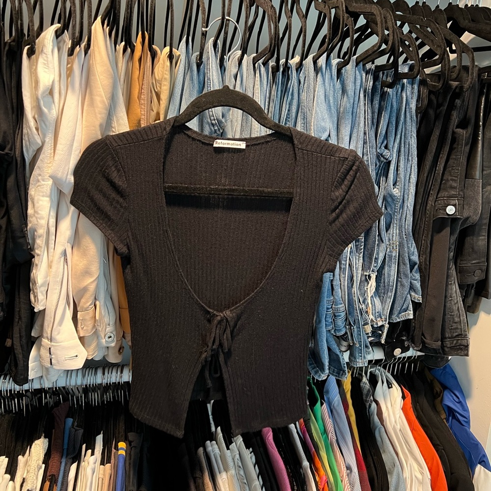 Reformation Greta Tie Front Top